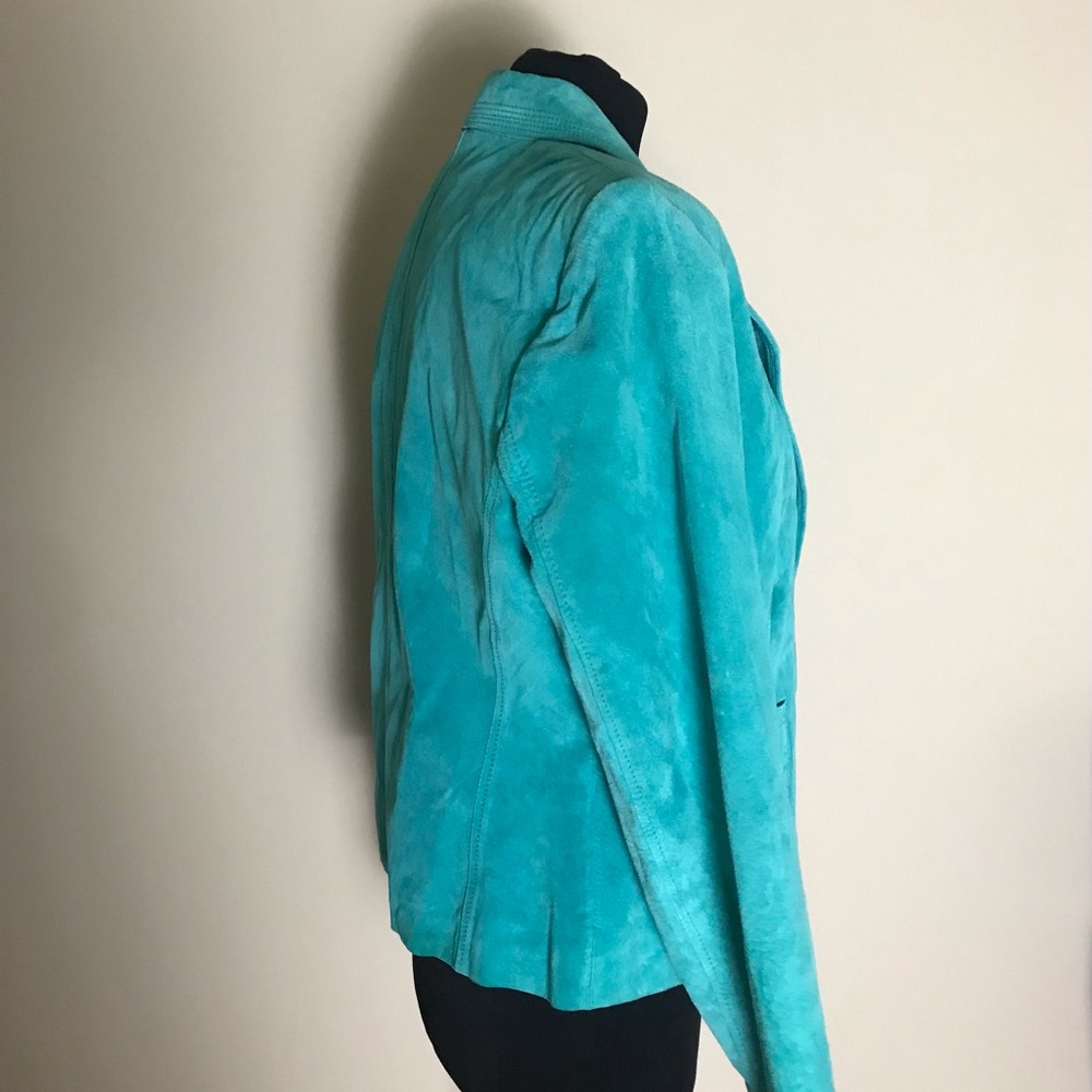 Alfani Teal Suede Leather Jacket - Picture 3 of 6